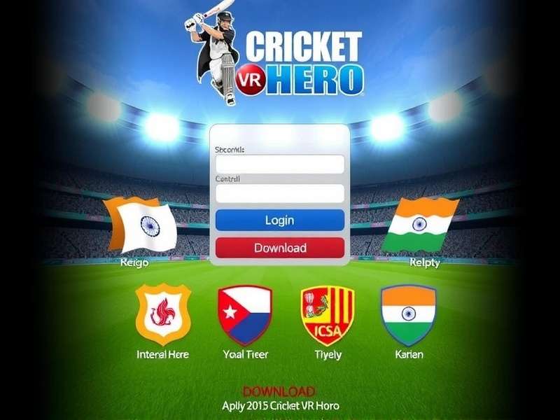 Cricket VR Hero download and login screen with Indian language options and regional team logos